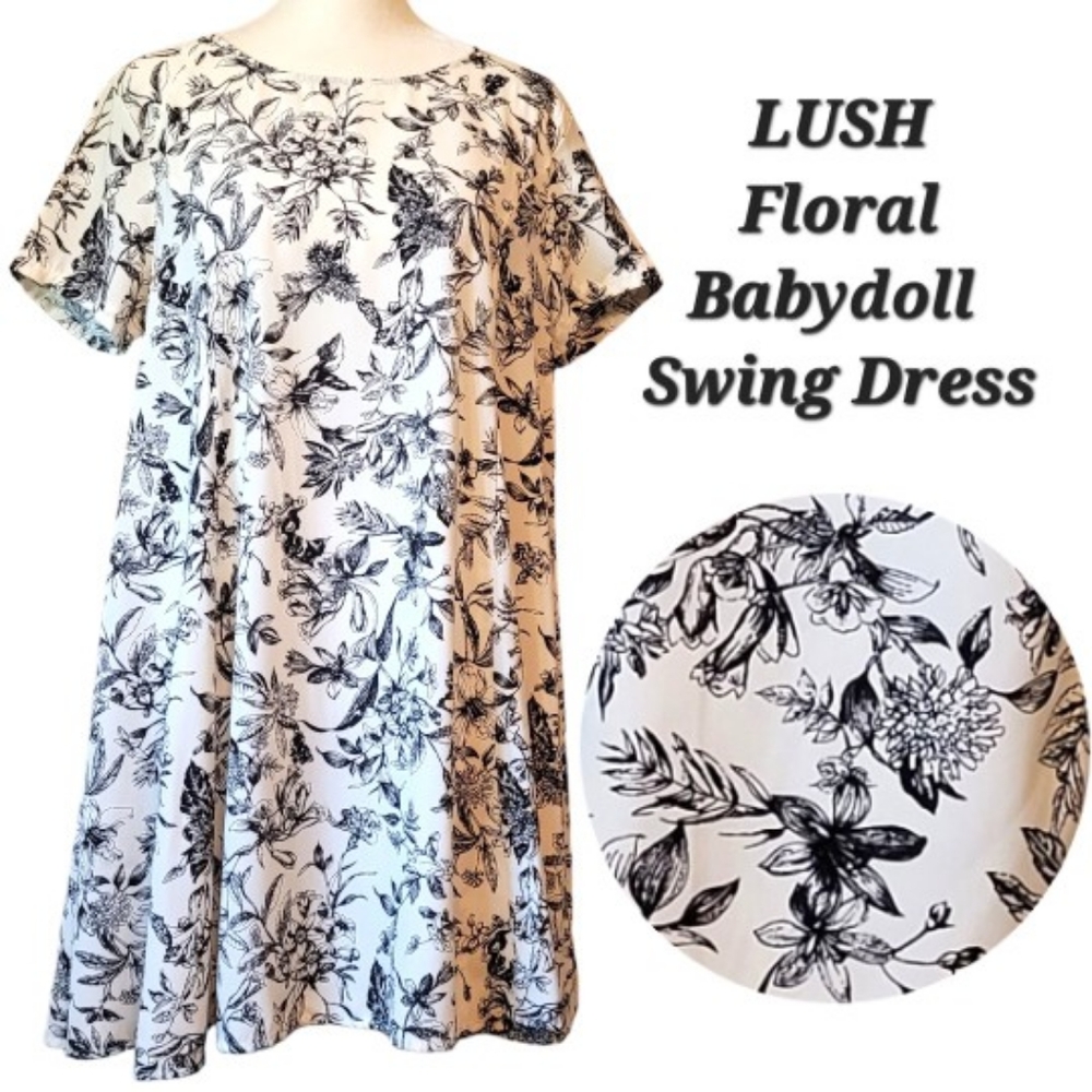 Lush Floral Mini Swing Dress | Babydoll Dress | Mini Dress | Easter Dress | S